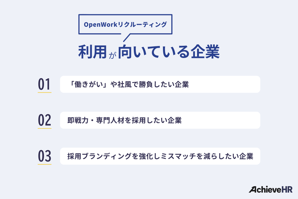 OpenWorkリクルーティングが向いている企業は？